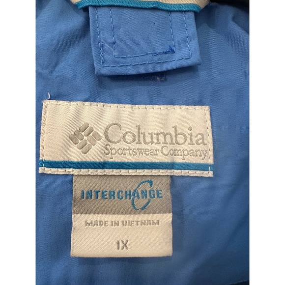Columbia Womens Interchange Jacket 1X Hooded Raincoat Active Outdoor Blue - Picture 6 of 6